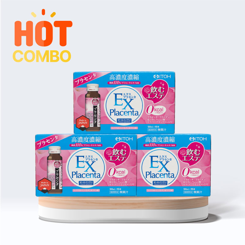Combo 3 hộp TPBVSK: Nước uống đẹp da EX PLACENTA Itoh 50mlx10