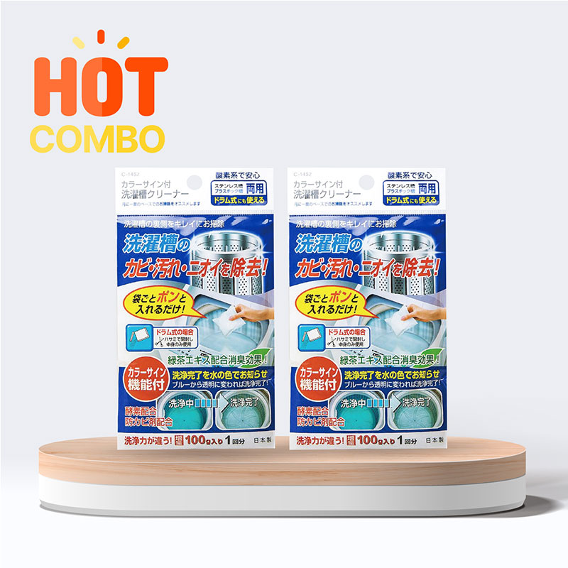 Combo 2 Bột tẩy lồng máy giặt khử mùi, chống nấm mốc chiết xuất trà xanh 100g