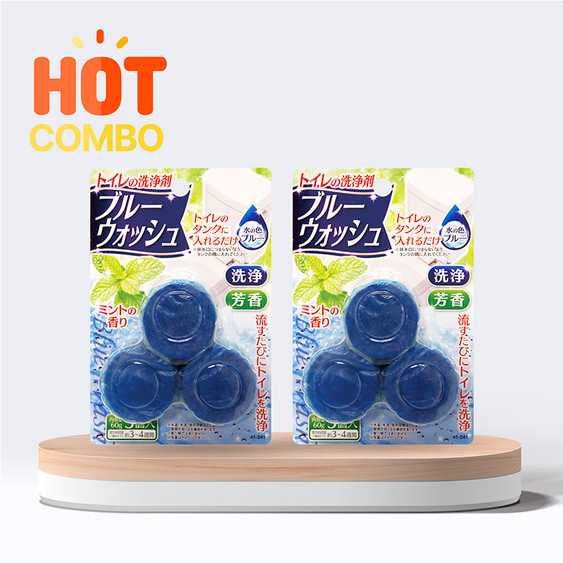 Combo 2 Viên thả bồn cầu khử mùi hương bạc hà 60gx3 viên