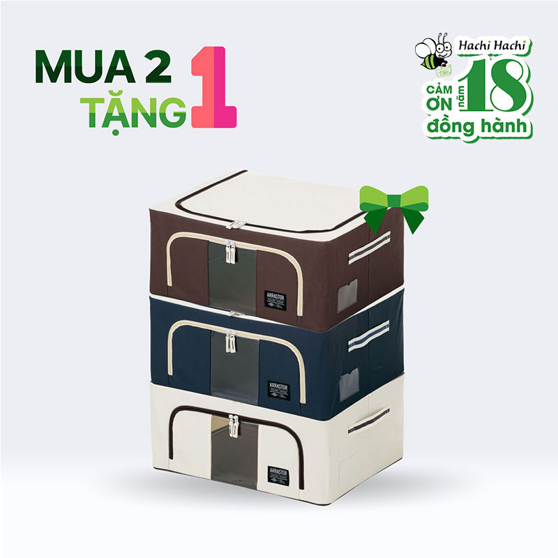 Combo mua 2 tặng 1 Hộp đựng quần áo gấp gọn 50x40cm Có cửa sổ (Nhiều mẫu)