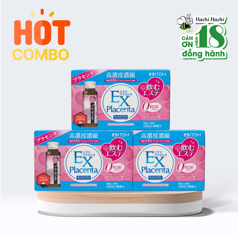 Combo 3 hộp TPBVSK: Nước uống đẹp da EX PLACENTA Itoh 50mlx10