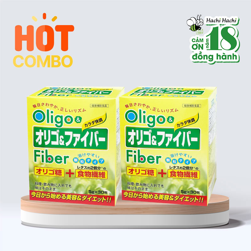 Combo 2 hộp Bột chất xơ thực vật Oligo Fiber 150g (5g x 30 gói)