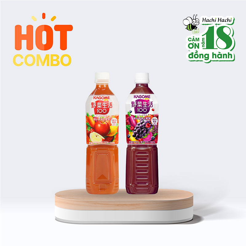 Combo 2 chai Nước ép rau củ quả nguyên chất Kagome 720ml (Berry Salad + Apple Salad)