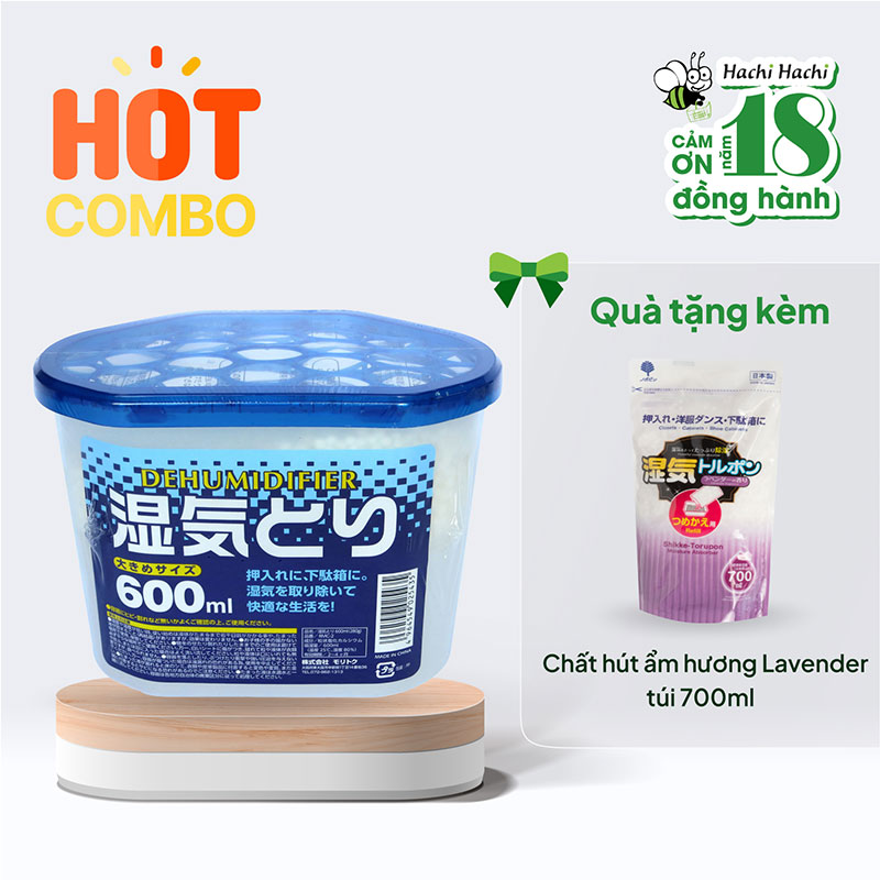 Combo mua Chất hút ẩm 600ml tặng Chất hút ẩm hương Lavender túi 700ml