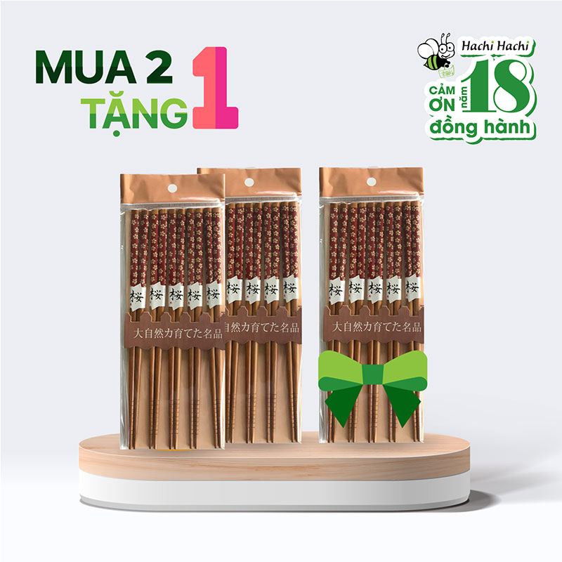 Combo mua 2 tặng 1 Đũa tre chống trượt Living 22.5cm (10 đôi)