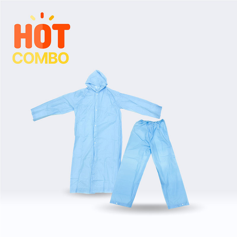Combo Áo mưa cài nút 120cm & Quần đi mưa 108cm (Nhiều mẫu)