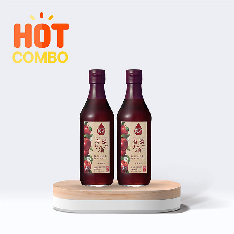 Combo 2 chai TPBS Giấm táo Organic Uchibori 360ml