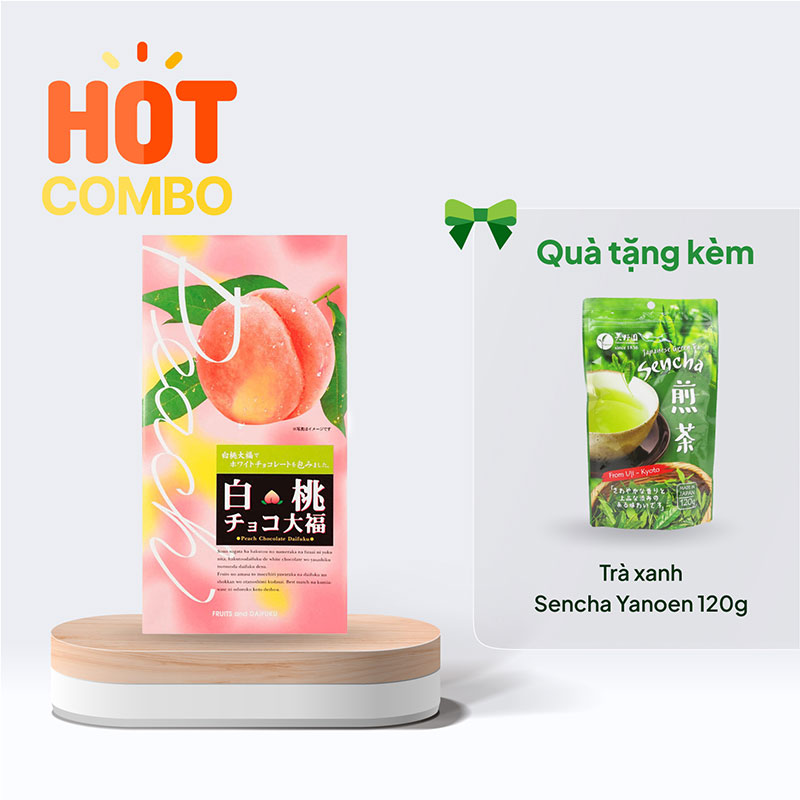 Combo mua  Bánh mochi Daifuku vị đào 18 cái tặng Trà xanh Sencha Yanoen 120g
