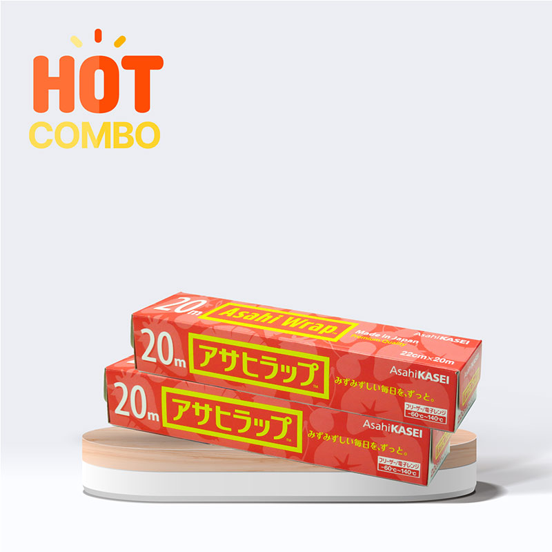 Combo 2 Màng bọc thực phẩm Nhật Bản Asahi Wrap 22cm x 20m