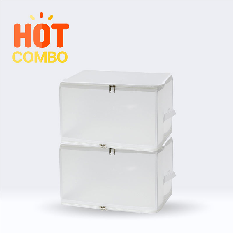Combo 2 Hộp đựng vật dụng, quần áo gấp gọn có dây kéo 40x30cm