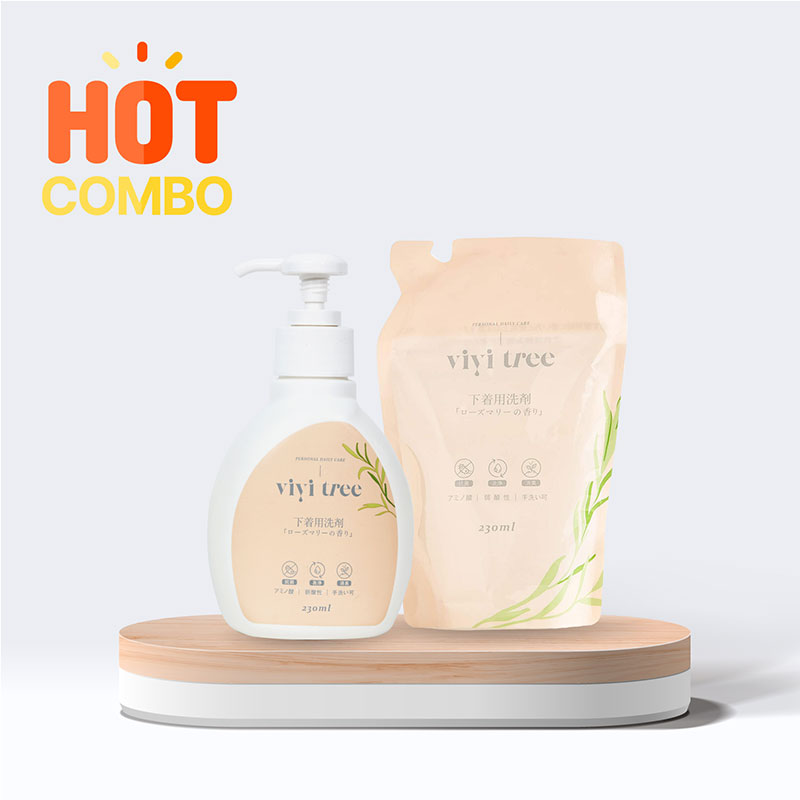 Combo Nước giặt đồ lót Vivi Tree Rocket 230ml Hương thảo và túi refill 230ml