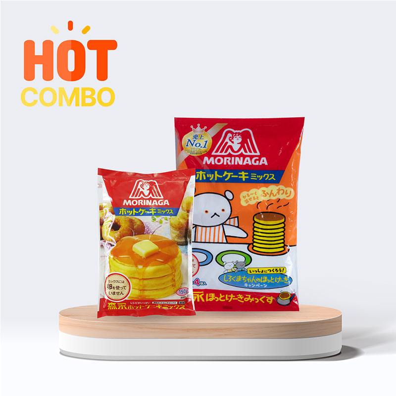 Combo Bột làm bánh Hotcake Morinaga gói 600g (150gx4gói) và gói 150g