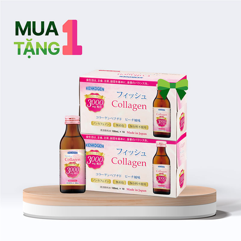 Combo MUA 1 TẶNG 1 TPBS: Nước uống Collagen Nhật Bản Kenkogen 100mlx10 chai