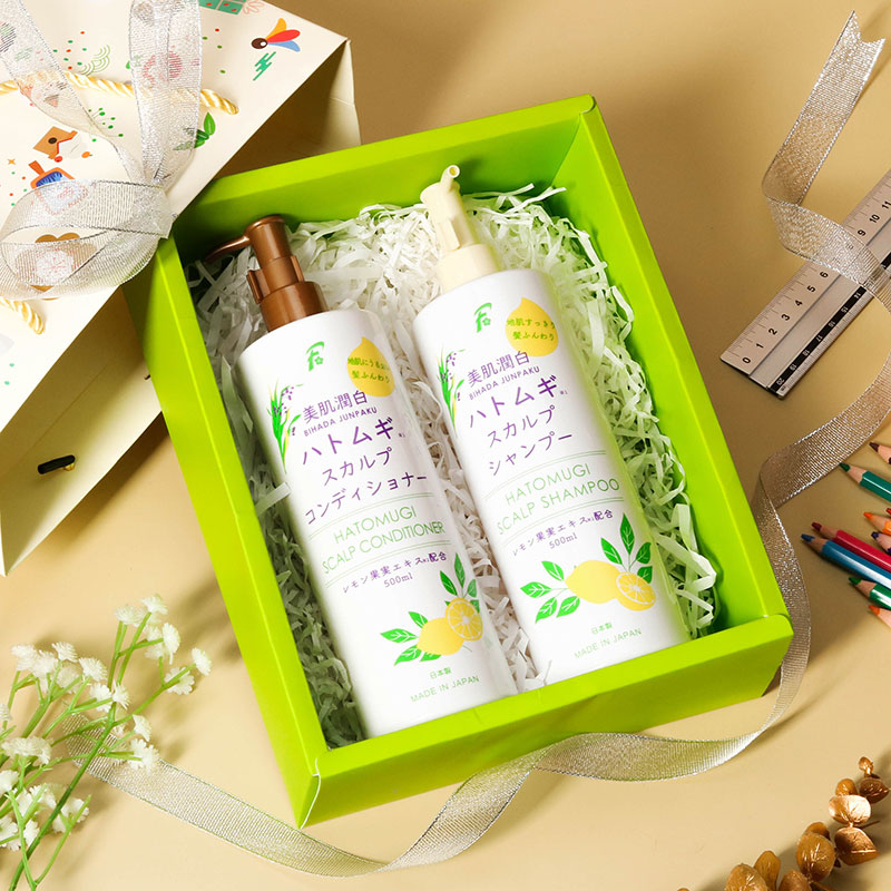 Giftset 20/11 Dầu gội và Dầu xả dưỡng tóc Bihada Junpaku Hatomugi chiết xuất chanh tươi 500ml