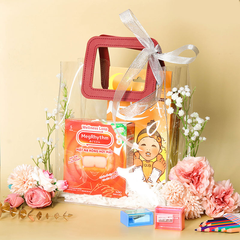 Giftset 20/11 Miếng dán chân thư giãn giảm mỏi mệt Kinomegumi Gừng 30 miếng và Mặt nạ xông hơi mắt MegRhythm hương hoa cúc 5 miếng