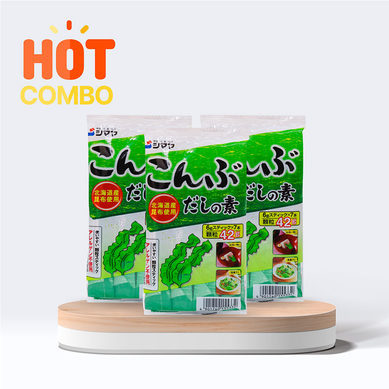 Combo siêu tiết kiệm 3 gói Bột nêm Dashi tảo bẹ Kombu Shimaya 42g (6gx7gói)