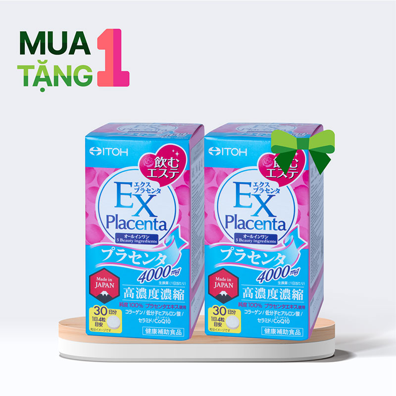 Combo siêu hời mua 1 tặng 1 TPBVSK: Viên uống đẹp da Itoh Ex Placenta 120 viên (HSD quà tặng: 15/9/2026)