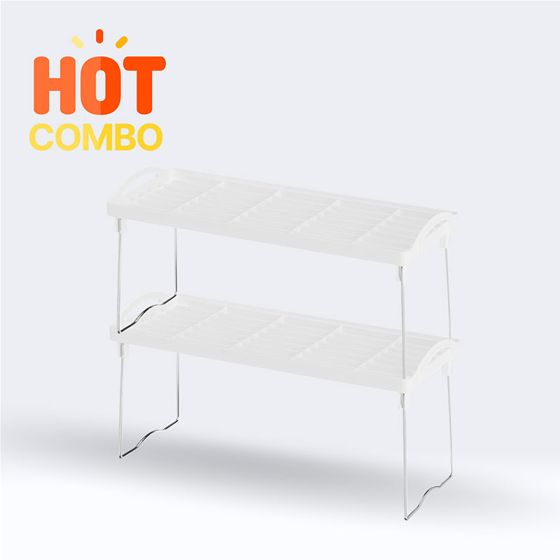 Combo siêu tiết kiệm 2 Kệ để đồ đa năng gấp gọn Nhật Bản Pearl Metal 40x15.5cm