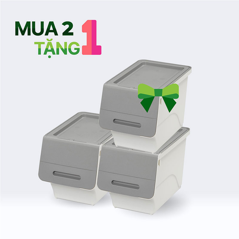 Combo siêu hời mua 2 tặng 1 Hộp đựng nắp gập Sanka 28.5x46x31cm (S) - Xám