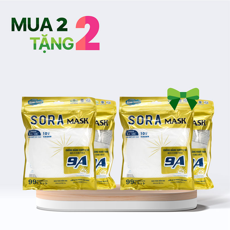 Combo siêu hời mua 2 tặng 2  túi Khẩu trang y tế  Kim Sora 4 lớp 9A 10 cái (Nhiều mẫu)