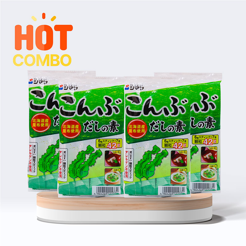 Combo siêu tiết kiệm 4 Bột nêm Dashi tảo bẹ Kombu Shimaya 42g (6gx7gói)