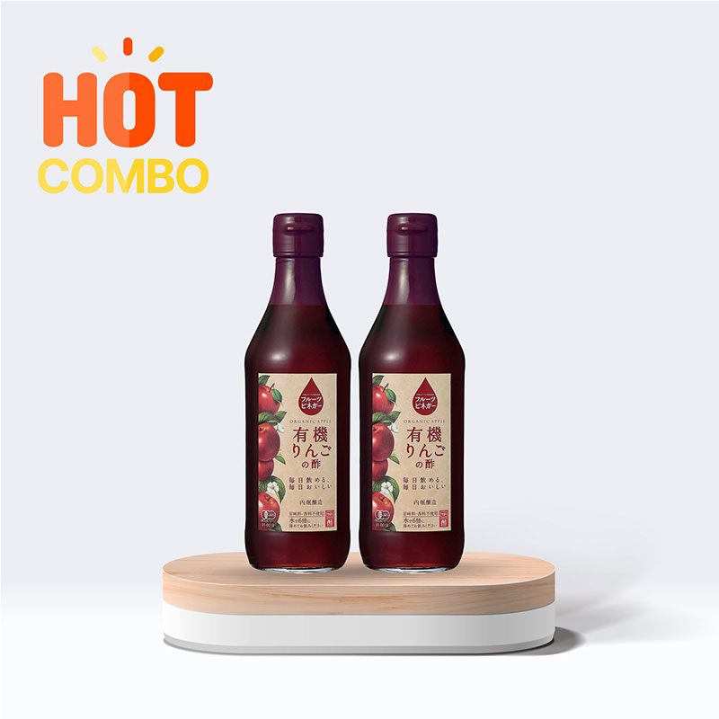 Combo siêu tiết kiệm 2 chai Giấm táo Nhật Bản Organic Uchibori 360ml