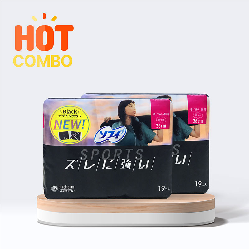 Combo siêu tiết kiệm 2 BVS siêu thấm có cánh Sofy Sports 26cm 19 miếng