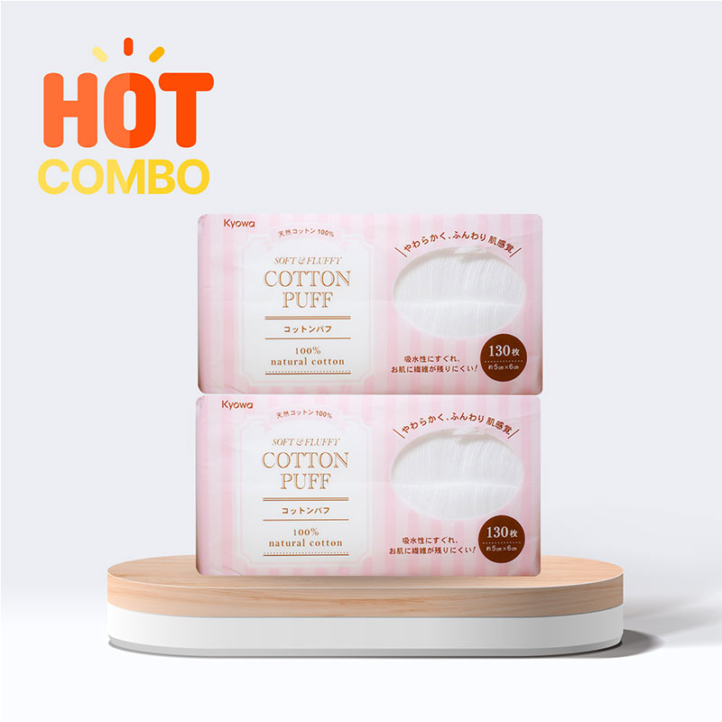 Combo siêu tiết kiệm 2 Bông tẩy trang Cotton thiên nhiên 130 miếng