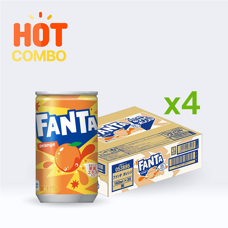 Combo siêu tiết kiệm 4 thùng 30 lon Nước ngọt Fanta cam Nhật Bản 160ml