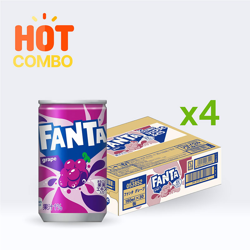 Combo siêu tiết kiệm 4 thùng 30 lon Nước ngọt Fanta nho Nhật Bản 160ml