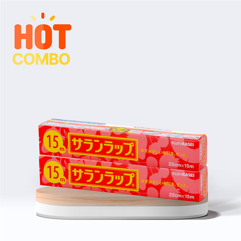 Combo siêu tiết kiệm 2 Màng bọc thực phẩm Nhật Bản Asahi Wrap 22cmx15m