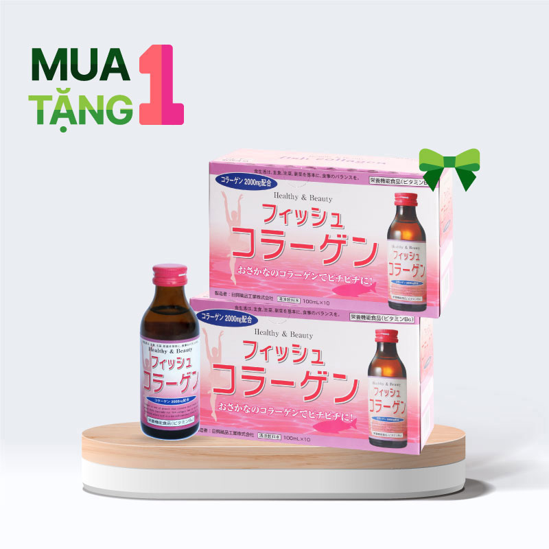 Combo siêu hời mua 1 hộp tặng 1 hộp TPBS: Nước uống Collagen chiết xuất từ cá 100mlx10 chai