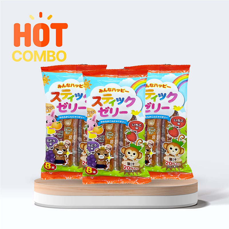 Combo siêu tiết kiệm 3 Thạch rau câu Ribon nước ép trái cây cô đặc 8 cái (131g)