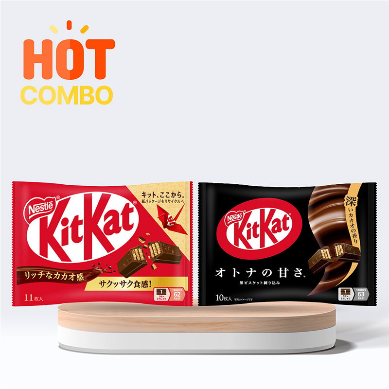 Combo siêu tiết kiệm Bánh Kitkat Socola Nhật Bản 127.6g (11.6gx11cái) và 113g (11.3gx10 cái)