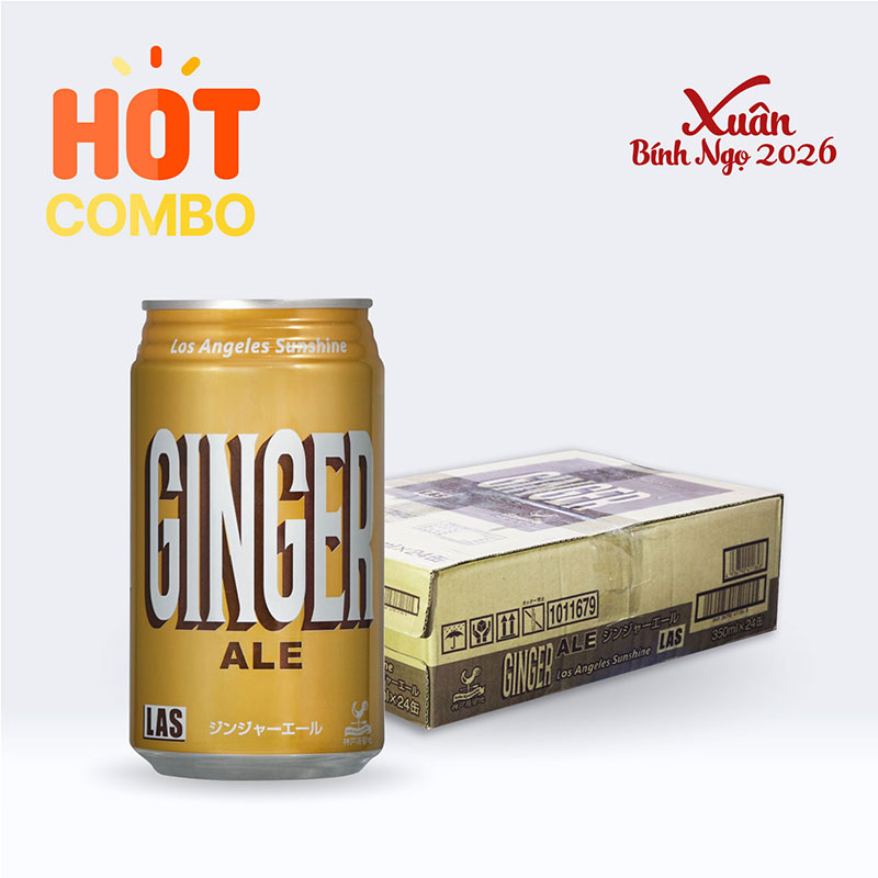 Combo siêu tiết kiệm 1 thùng 24 lon Nước Soda gừng Ginger Ale  350ml