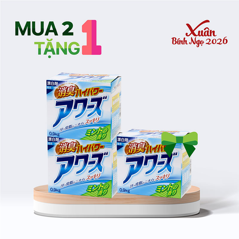 Combo siêu hời mua 2 tặng 1 Bột giặt khử mùi quần áo Rocket hương bạc hà 900g