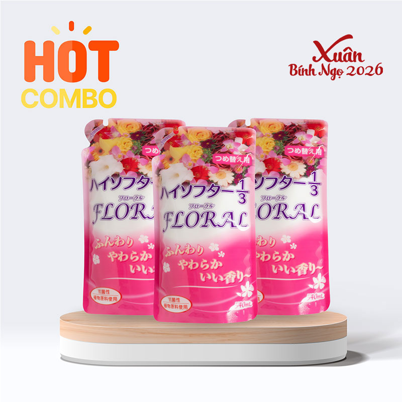 Combo siêu tiết kiệm 3 Nước xả vải đậm đặc chống nhăn và xù lông Marufuku High Softer hương hoa 540ml