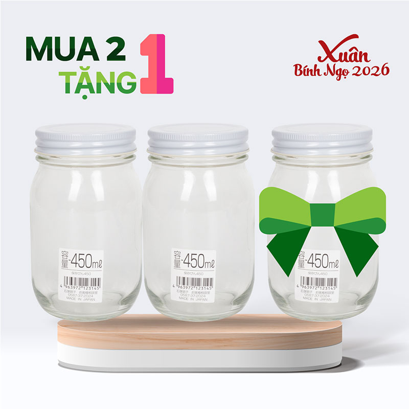 Combo siêu hời mua 2 tặng 1 Hũ thủy tinh Aderia 450ml