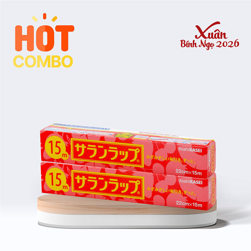 Combo siêu tiết kiệm 2 Màng bọc thực phẩm Nhật Bản Asahi Wrap 22cmx15m