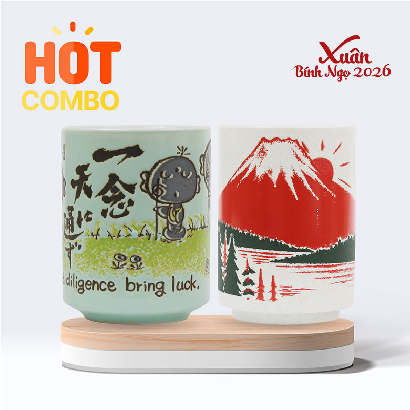 Combo siêu tiết kiệm 2 Ly sứ Nhật Bản 300ml (Nhiều mẫu)