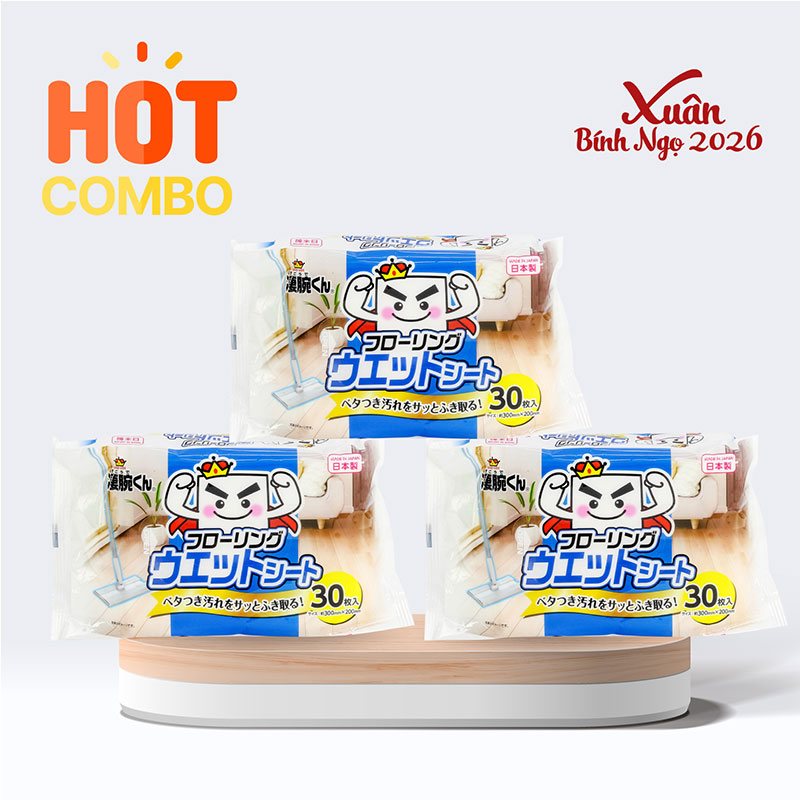 Combo siêu tiết kiệm 3 Khăn ướt lau sàn 30 tờ 20x30cm