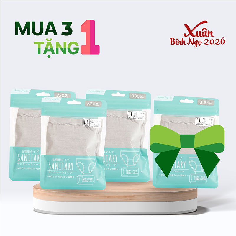 Combo siêu hời mua 3 tặng 1 Quần lót nữ cao cấp đáy 2 lớp cố định băng vệ sinh màu trơn size M (Nhiều mẫu)