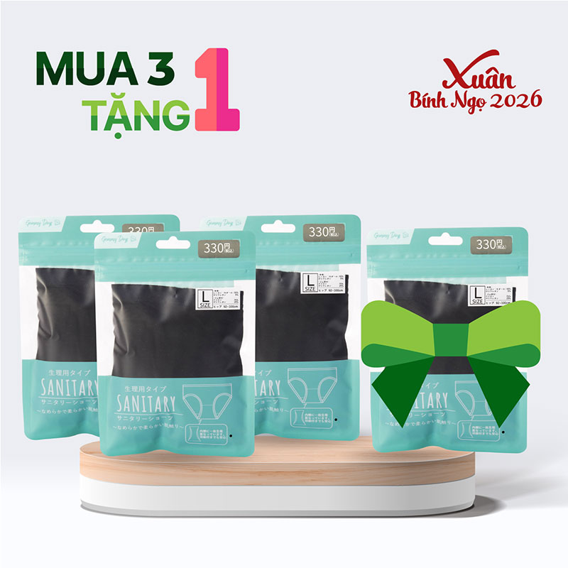 Combo siêu hời mua 3 tặng 1 Quần lót nữ cao cấp đáy 2 lớp cố định băng vệ sinh màu trơn size L (Nhiều mẫu)
