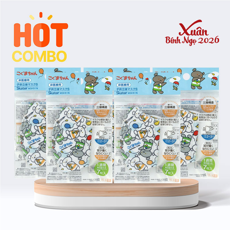 Combo siêu tiết kiệm 5 gói Khẩu trang trẻ em (7 cái)
