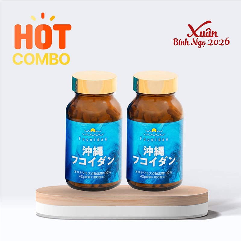 Combo siêu tiết kiệm 2 hộp TPBVSK: Okinawa Fucoidan 180 viên (Phòng và hỗ trợ điều trị ung thư)