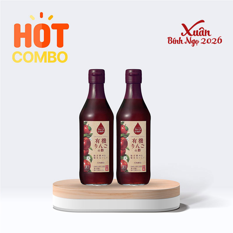 Combo siêu tiết kiệm 2 chai Giấm táo Organic Uchibori 360ml