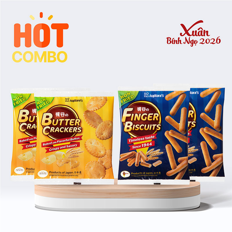 Combo siêu tiết kiệm 2 Bánh quy Kajitani 100g và 2 Bánh quy bơ Kajitani 65g