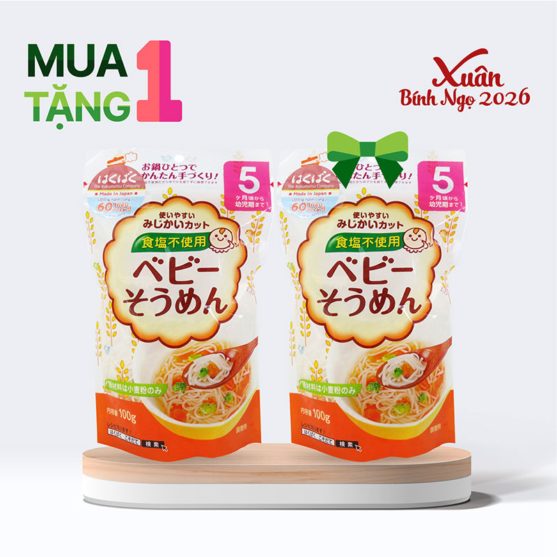 Combo siêu hời mua 1 tặng 1 Mì Somen baby Hakubaku 100g (không muối)