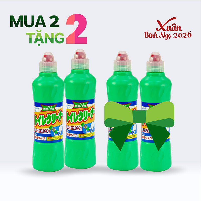Combo siêu hời mua 2 tặng 2 Nước tẩy toilet Mitsuei 500ml, kháng khuẩn, tẩy vết ố vàng