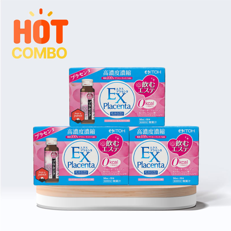 Combo siêu tiết kiệm 3 hộp TPBVSK: Nước uống đẹp da EX PLACENTA Itoh 50mlx10